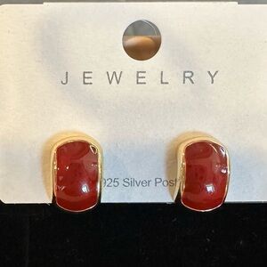 Elegant Gold and Red Earrings